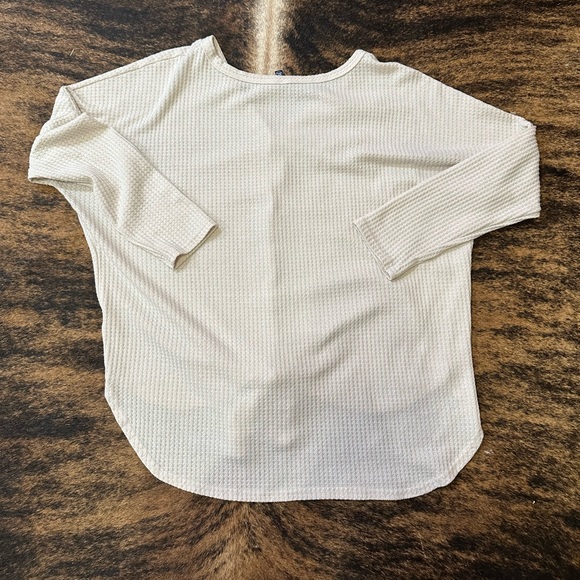 Iwollence size xl off white waffle knit button down long sleeve shirt with tie. - Picture 6 of 6